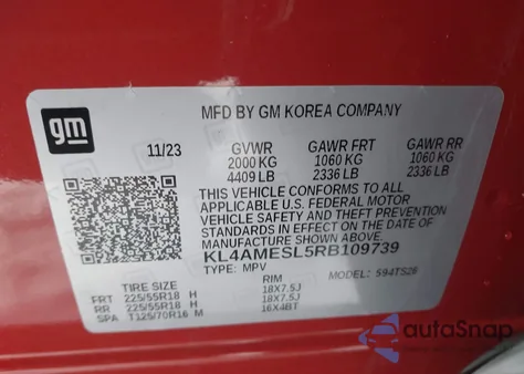 2024 Buick Encore Gx Sport Touring Awd from USA, damaged, VIN KL4AMESL5RB109739